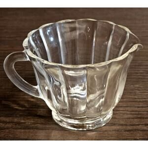 Vintage Federal Glass Co FEG90 Pattern Clear Ribbed Creamer MCM Mid Century